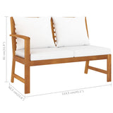 vidaXL 4-Piece Lounge Set with Cushions Solid Acacia Wood Cream
