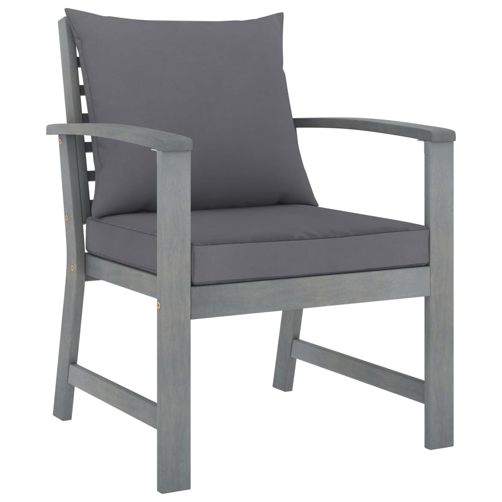 vidaXL 5-piece Lounge Set with Cushions Solid Acacia Wood Grey