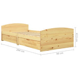 vidaXL Bedframe met 2 lades massief grenenhout 90x200 cm