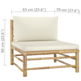 vidaXL 6-Piece Lounge Set with Cream White Cushions Bamboo