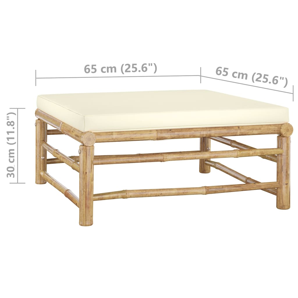 vidaXL 6-Piece Lounge Set with Cream White Cushions Bamboo
