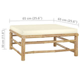 vidaXL 6-Piece Lounge Set with Cream White Cushions Bamboo