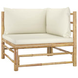 vidaXL 6-Piece Lounge Set with Cream White Cushions Bamboo
