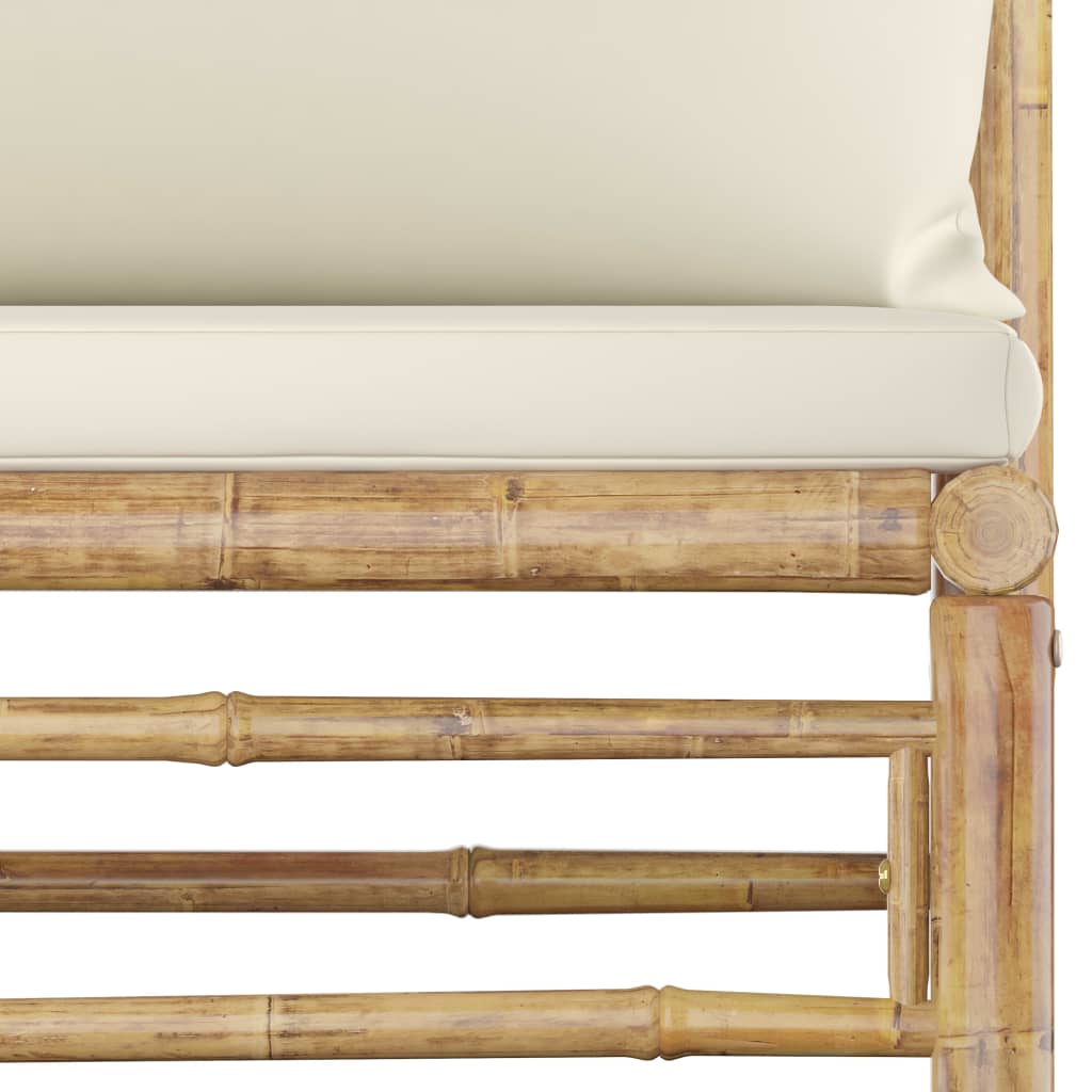 vidaXL 6-Piece Lounge Set with Cream White Cushions Bamboo