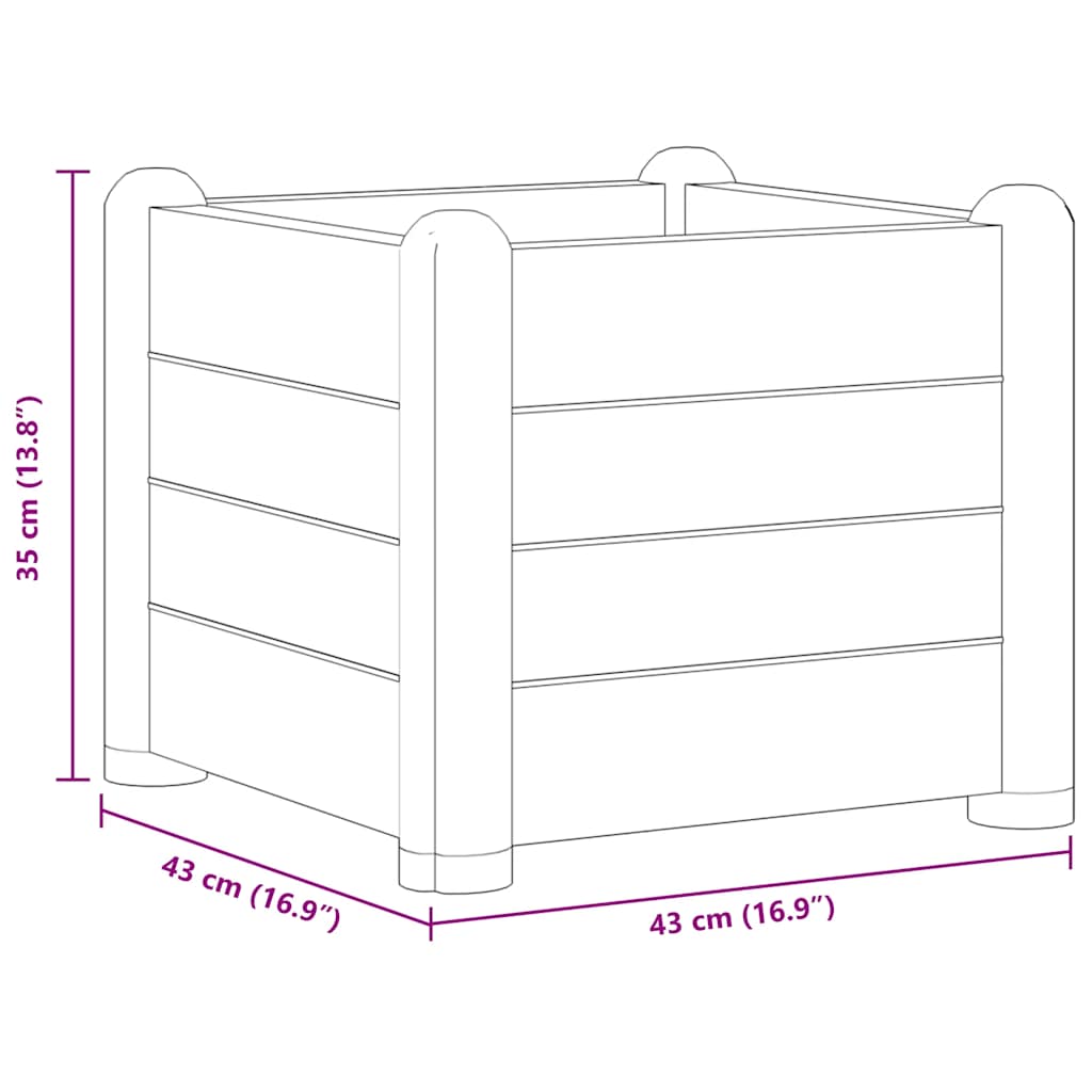 vidaXL Plantenbak verhoogd 43x43x35 cm PP wit