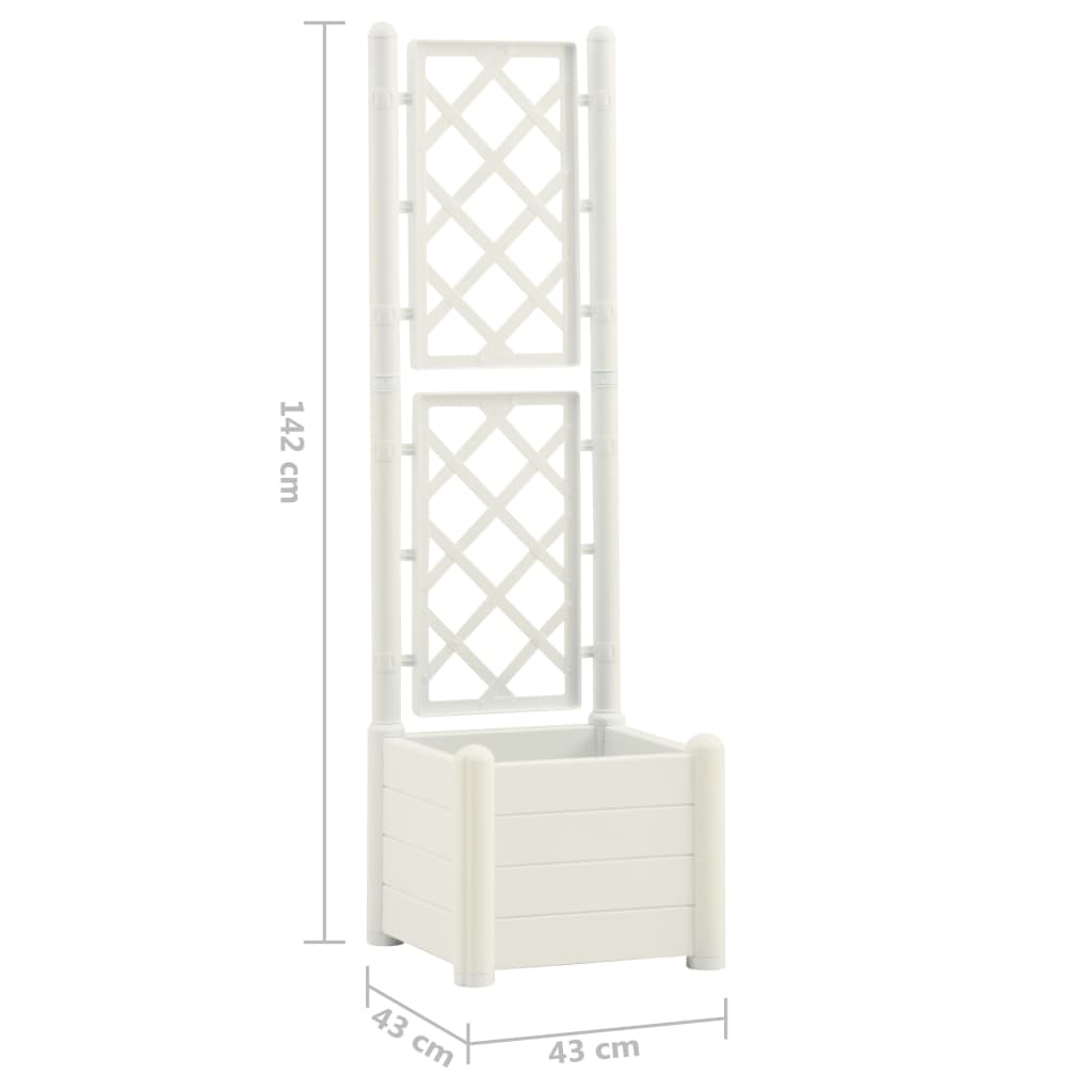 vidaXL Plantenbak met latwerk 43x43x142 cm PP wit