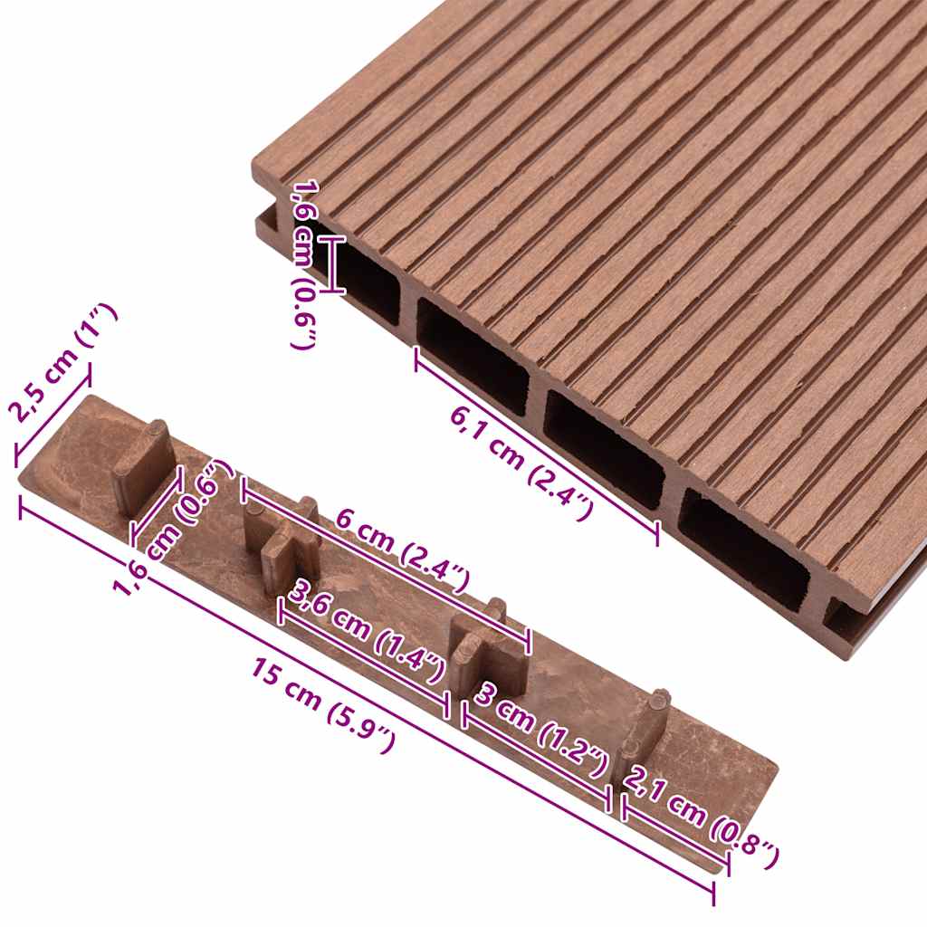 vidaXL Terrace Cover Caps 10 pcs plastic brown