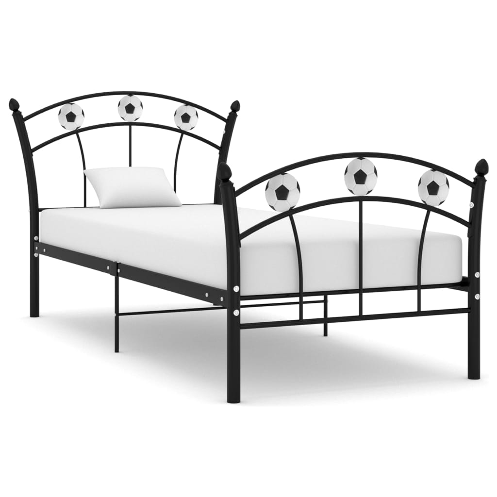 vidaXL Football Design Metal Bed Frame Black 90x200 cm