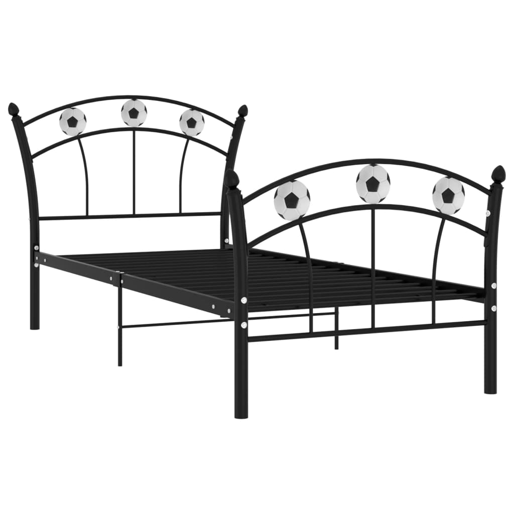 vidaXL Football Design Metal Bed Frame Black 90x200 cm