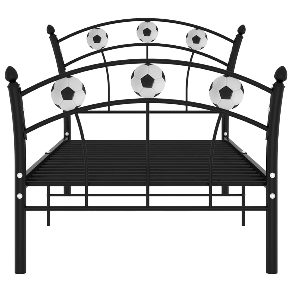 vidaXL Football Design Metal Bed Frame Black 90x200 cm