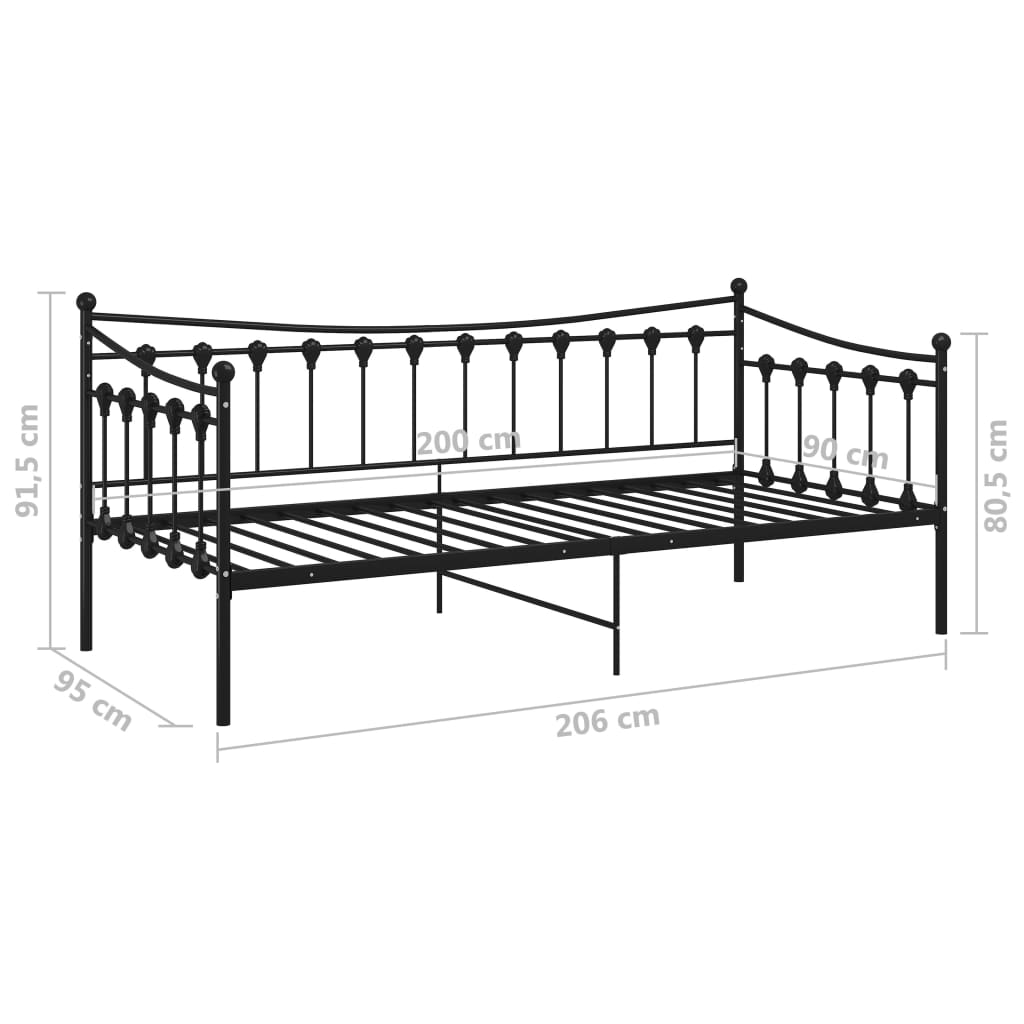 vidaXL Slaapbank metaal zwart 90x200 cm