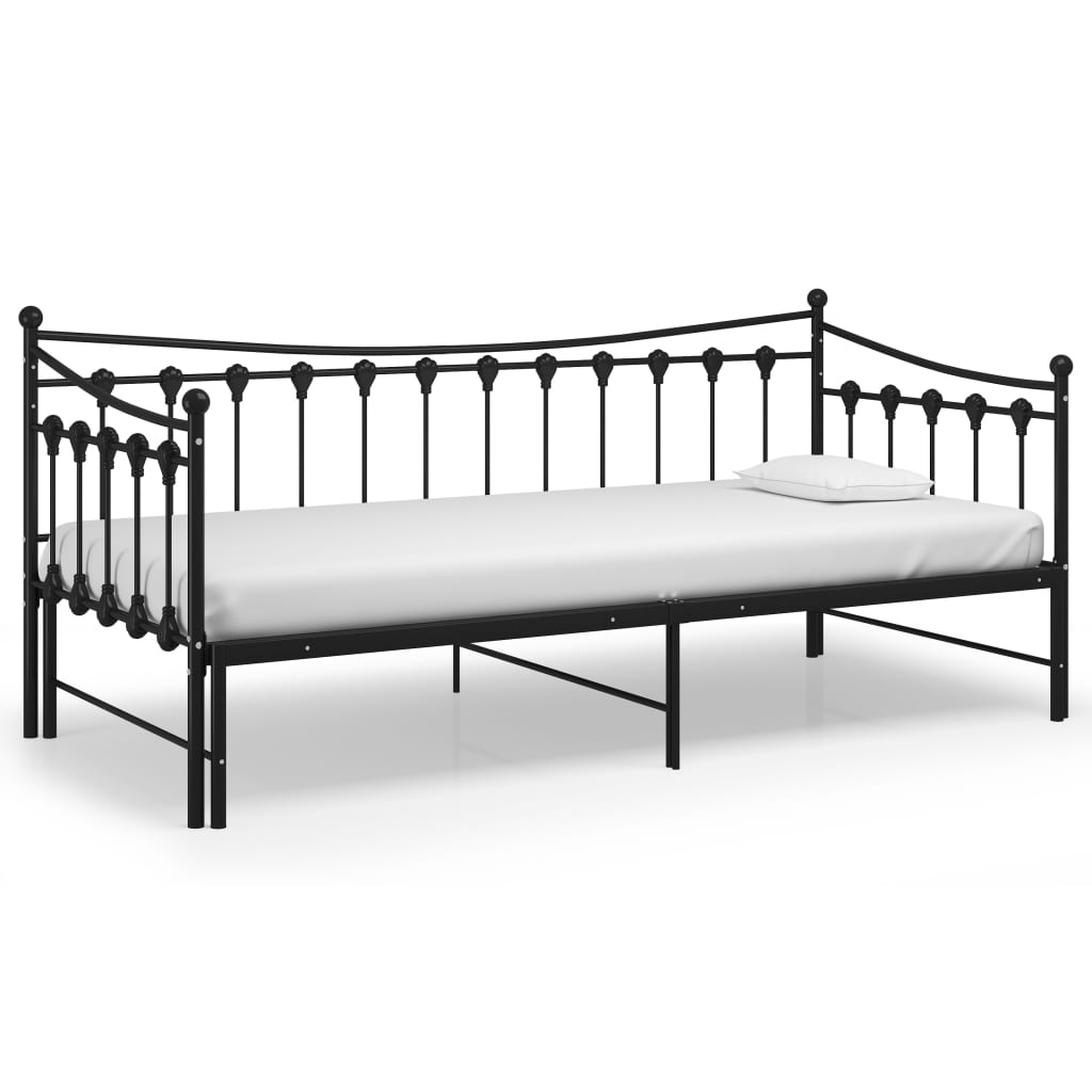 vidaXL Slaapbank uittrekbaar metaal zwart 90x200 cm