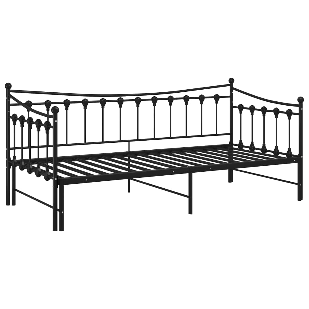 vidaXL Slaapbank uittrekbaar metaal zwart 90x200 cm