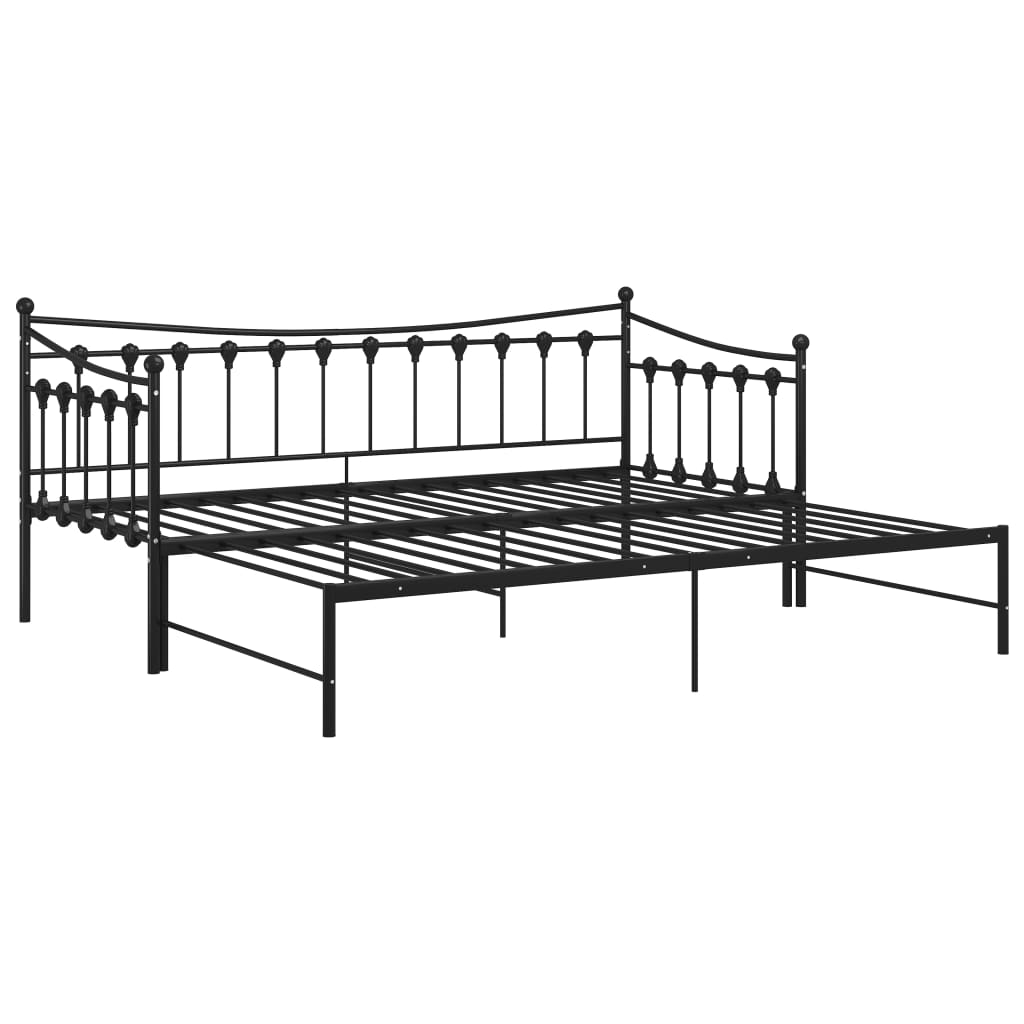 vidaXL Slaapbank uittrekbaar metaal zwart 90x200 cm