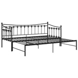 vidaXL Slaapbank uittrekbaar metaal zwart 90x200 cm