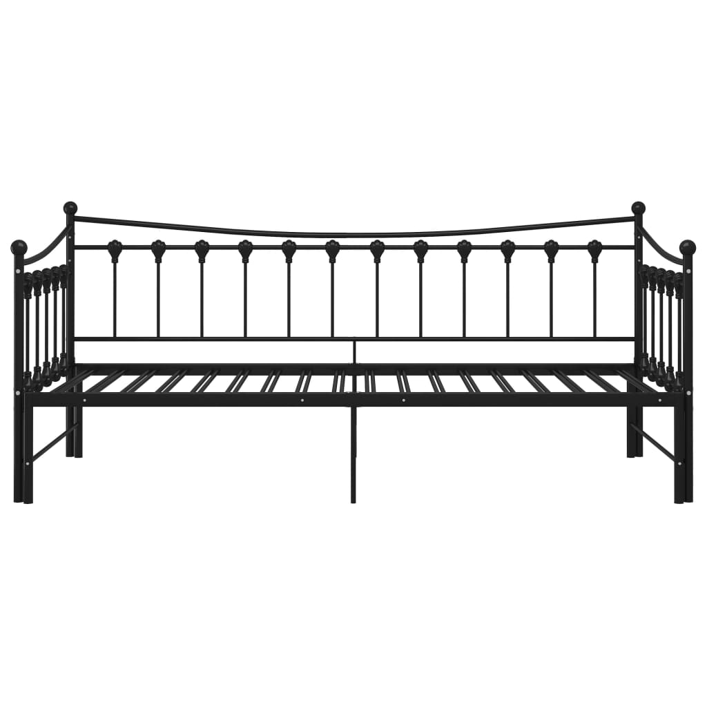 vidaXL Slaapbank uittrekbaar metaal zwart 90x200 cm