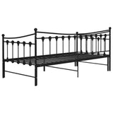 vidaXL Slaapbank uittrekbaar metaal zwart 90x200 cm