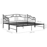 vidaXL Slaapbank uittrekbaar metaal zwart 90x200 cm