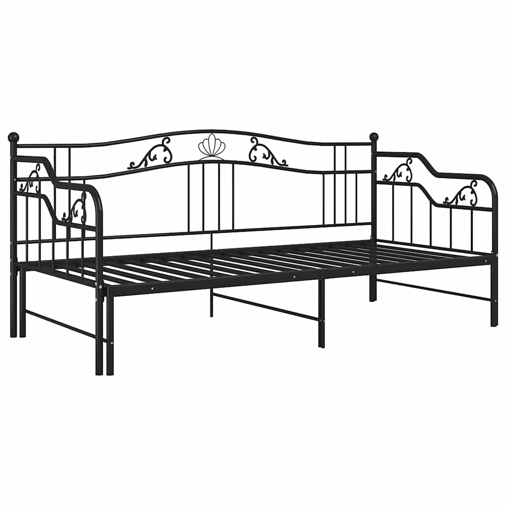 vidaXL Slaapbank uittrekbaar metaal zwart 90x200 cm