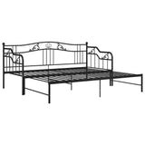 vidaXL Slaapbank uittrekbaar metaal zwart 90x200 cm