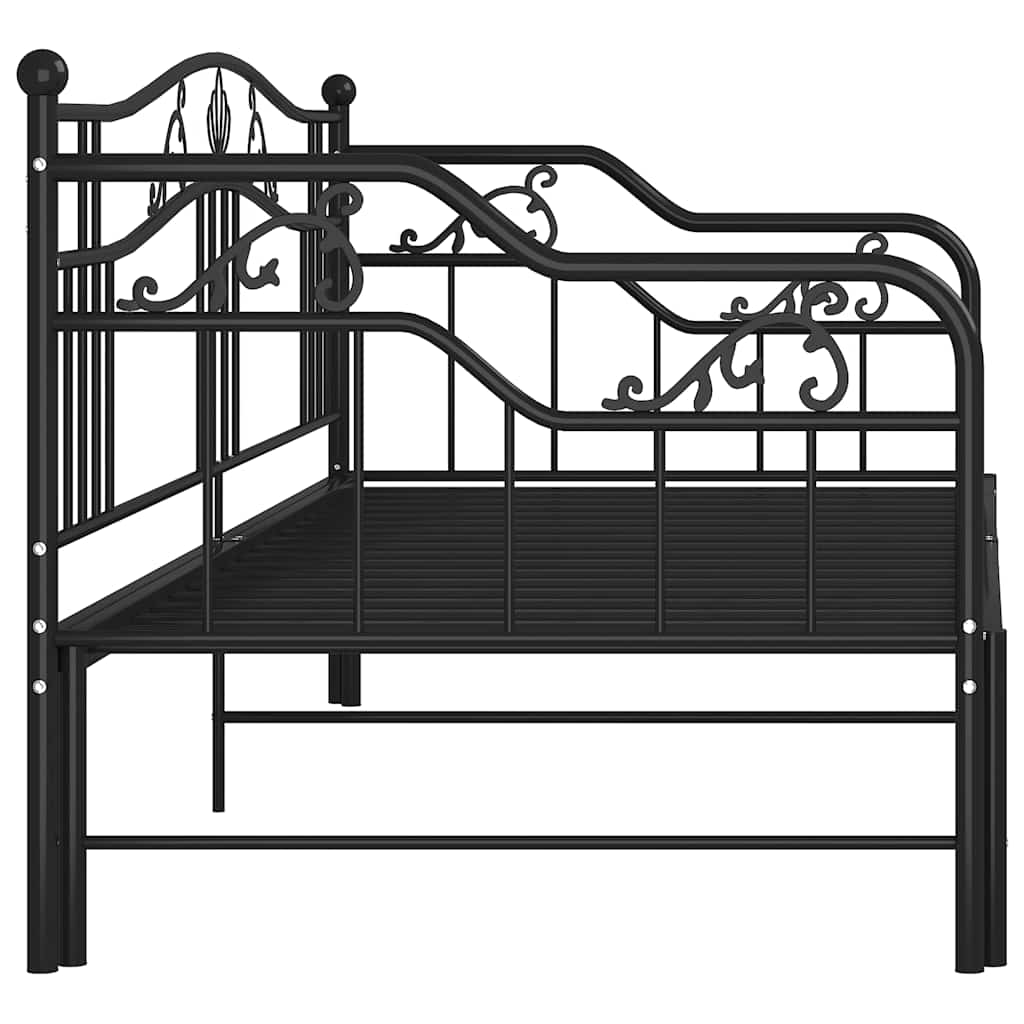 vidaXL Slaapbank uittrekbaar metaal zwart 90x200 cm