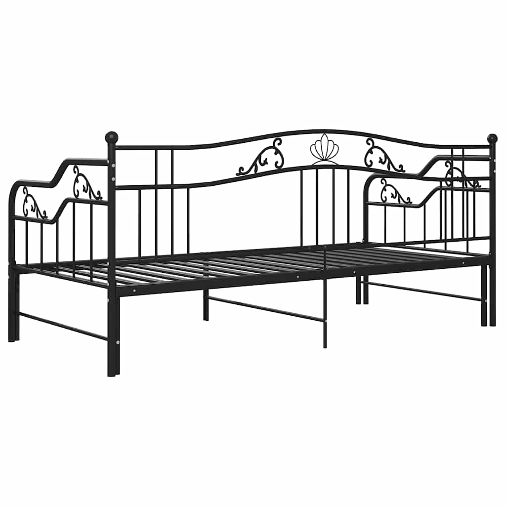 vidaXL Slaapbank uittrekbaar metaal zwart 90x200 cm