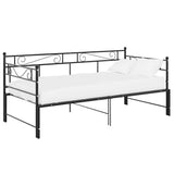 vidaXL Slaapbank uittrekbaar metaal zwart 90x200 cm