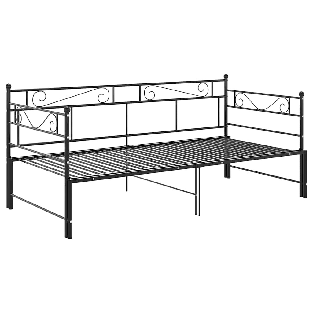 vidaXL Slaapbank uittrekbaar metaal zwart 90x200 cm
