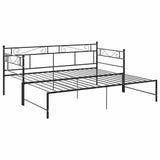 vidaXL Slaapbank uittrekbaar metaal zwart 90x200 cm