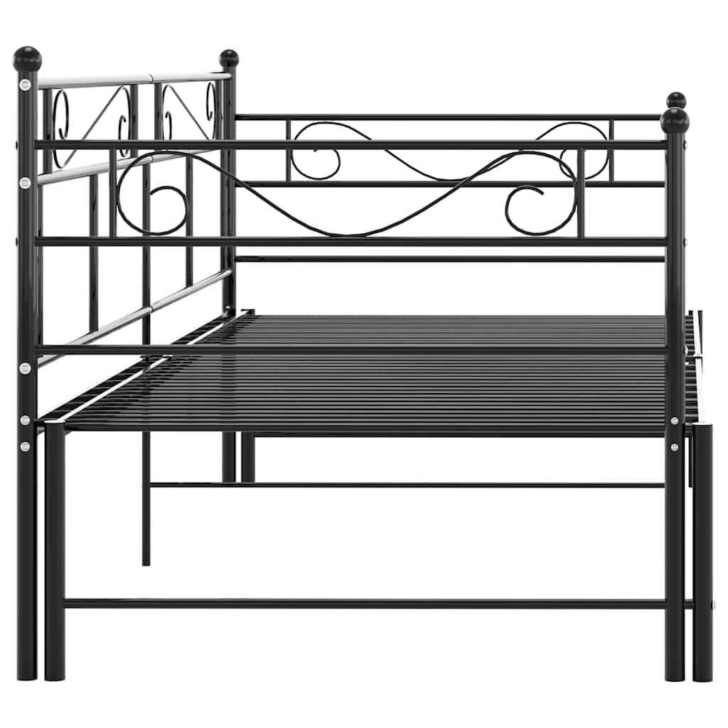 vidaXL Slaapbank uittrekbaar metaal zwart 90x200 cm