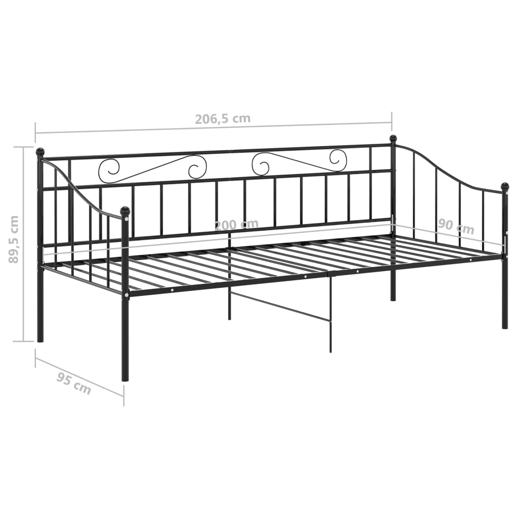vidaXL Slaapbank metaal zwart 90x200 cm
