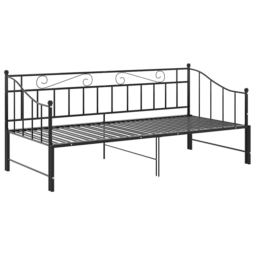 vidaXL Slaapbankframe uittrekbaar metaal zwart 90x200 cm