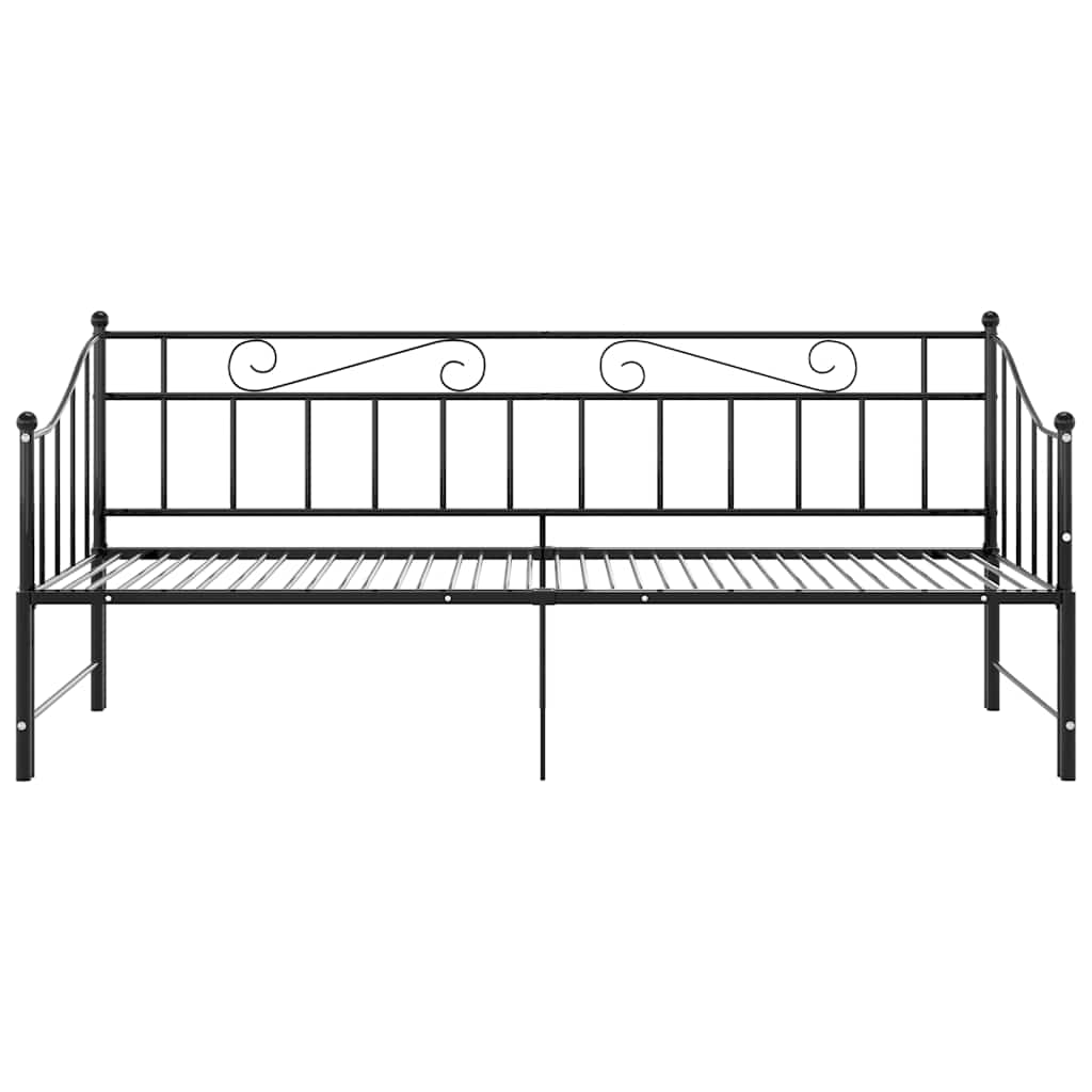 vidaXL Slaapbankframe uittrekbaar metaal zwart 90x200 cm