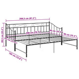 vidaXL Slaapbankframe uittrekbaar metaal zwart 90x200 cm