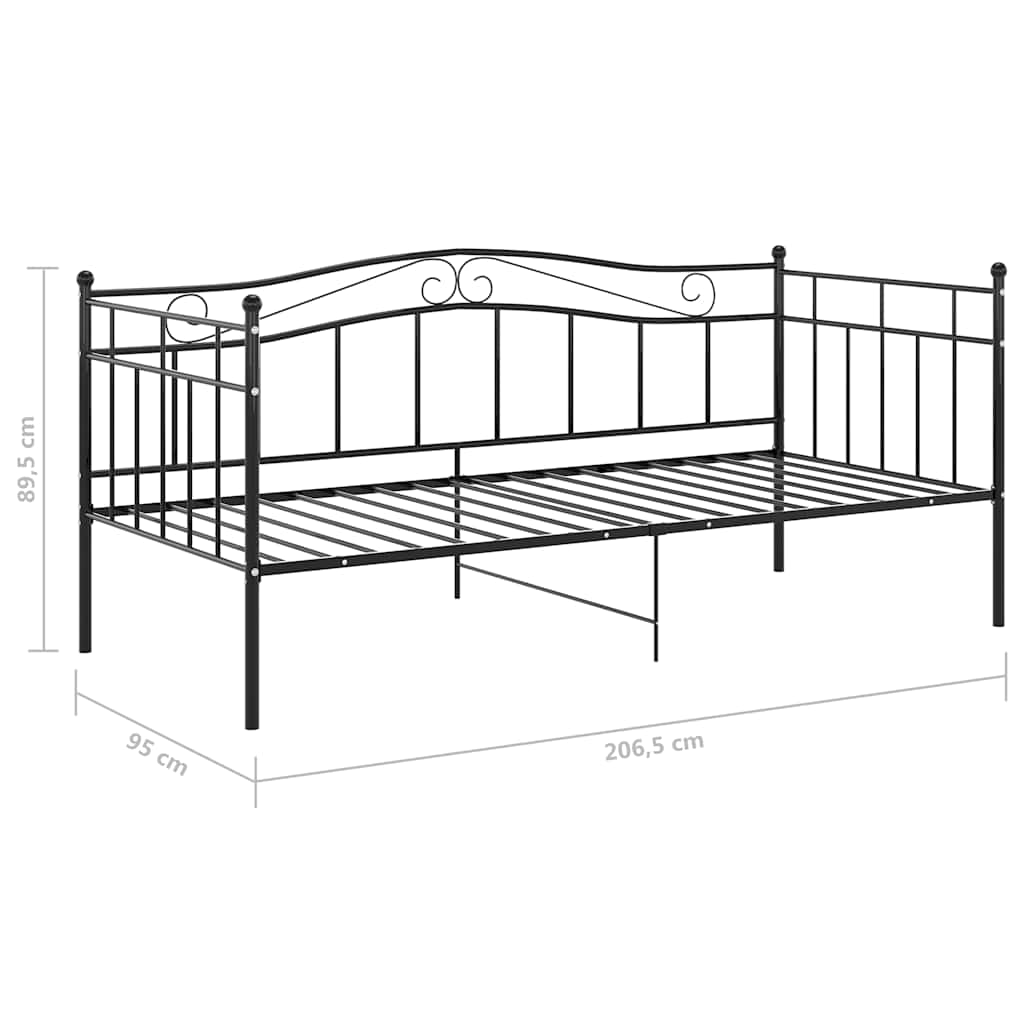 vidaXL Slaapbank metaal zwart 90x200 cm