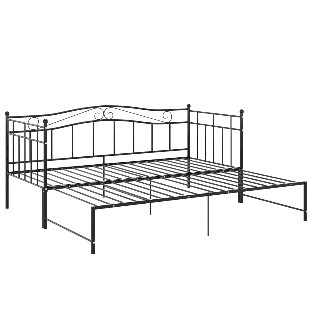 vidaXL Slaapbank uittrekbaar metaal zwart 90x200 cm