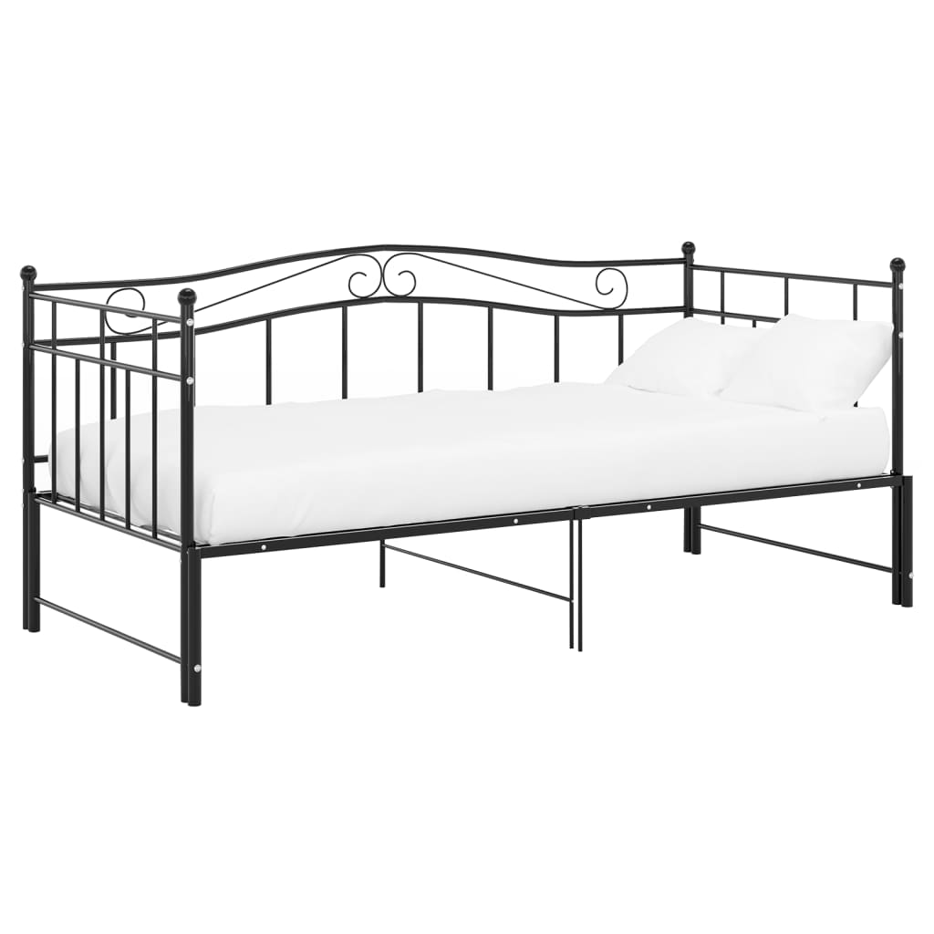 vidaXL Slaapbank uittrekbaar metaal zwart 90x200 cm