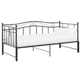 vidaXL Slaapbank uittrekbaar metaal zwart 90x200 cm