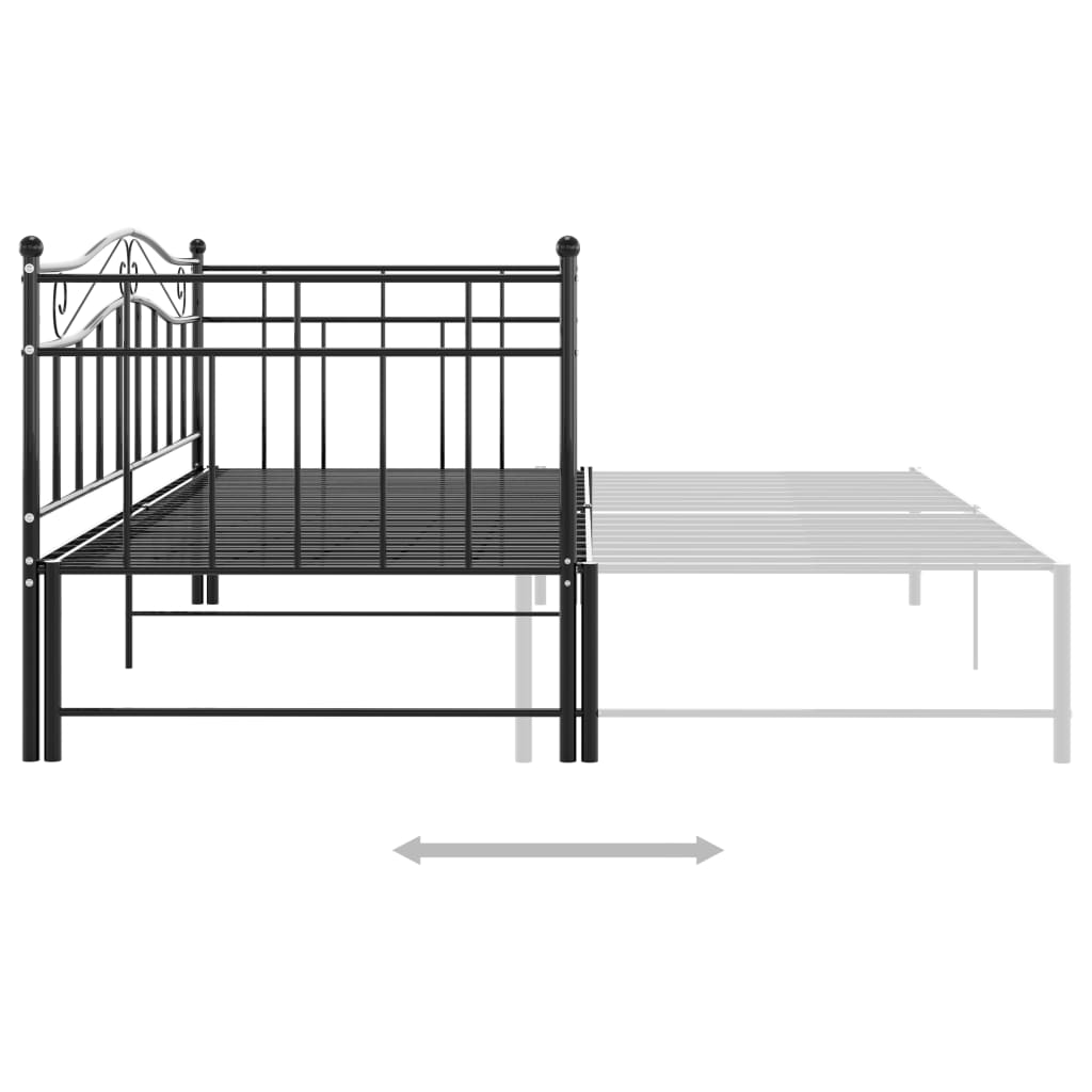 vidaXL Slaapbank uittrekbaar metaal zwart 90x200 cm