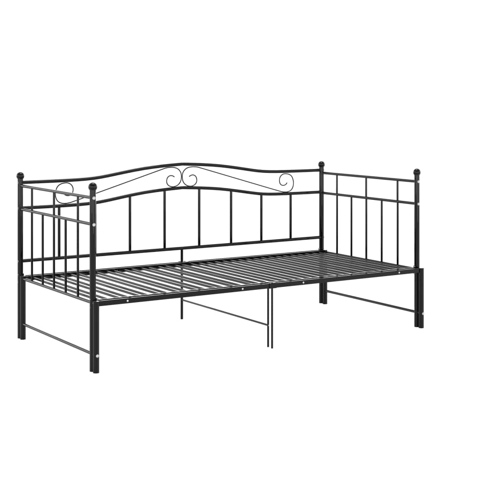 vidaXL Slaapbank uittrekbaar metaal zwart 90x200 cm