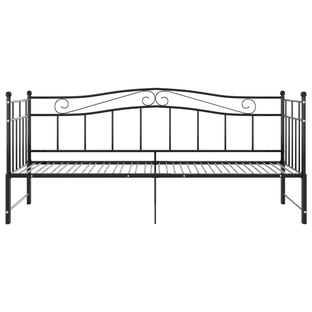 vidaXL Slaapbank uittrekbaar metaal zwart 90x200 cm