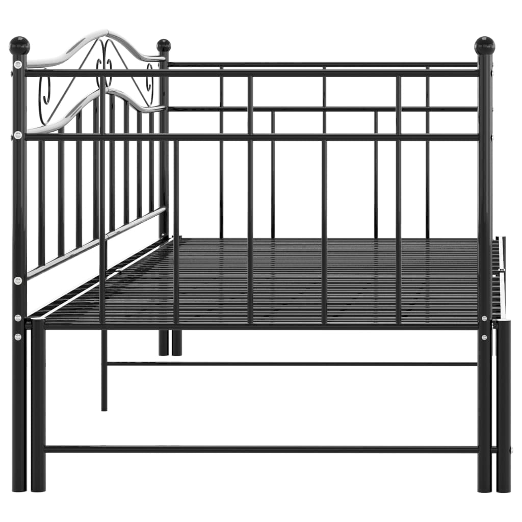 vidaXL Slaapbank uittrekbaar metaal zwart 90x200 cm