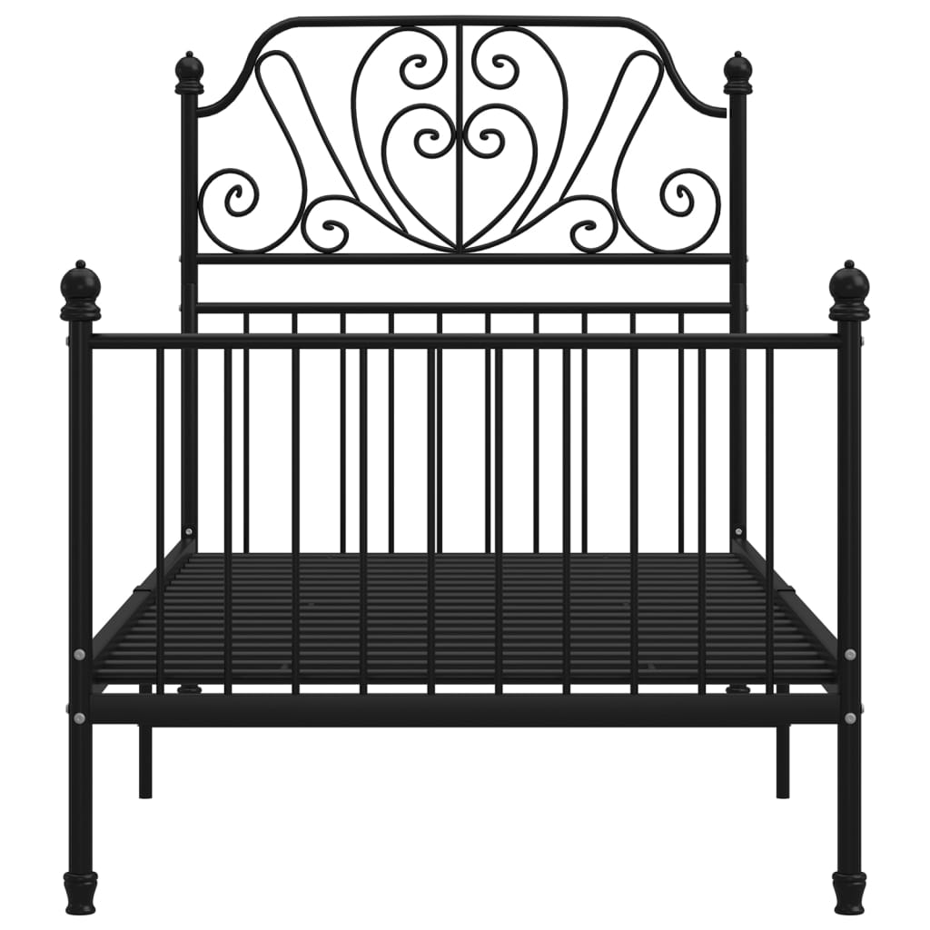 vidaXL Metal Bed Frame Black 90x200 cm