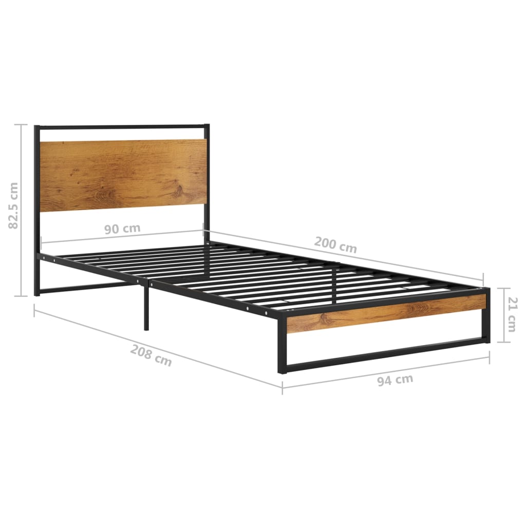 vidaXL Bedframe metaal 90x200 cm
