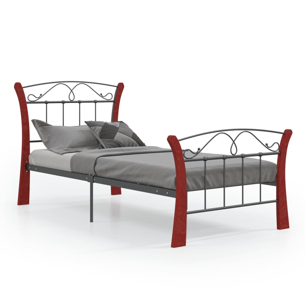 vidaXL Metal Bed Frame Black 90x200 cm