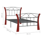 vidaXL Metal Bed Frame Black 90x200 cm
