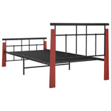 vidaXL Metal and Solid Oak Bed Frame 90x200 cm