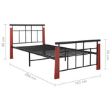 vidaXL Metal and Solid Oak Bed Frame 90x200 cm