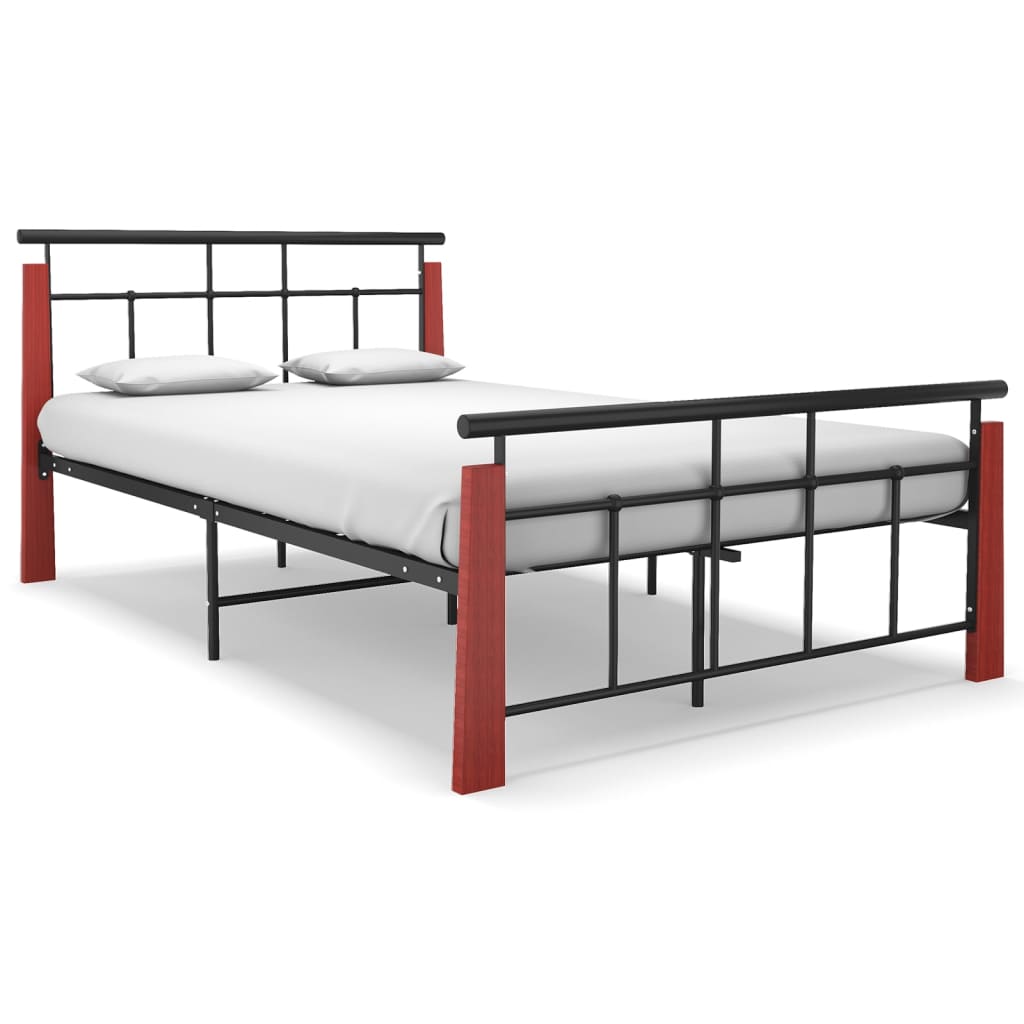 vidaXL Metal and Solid Oak Wood Bed Frame 120x200 cm