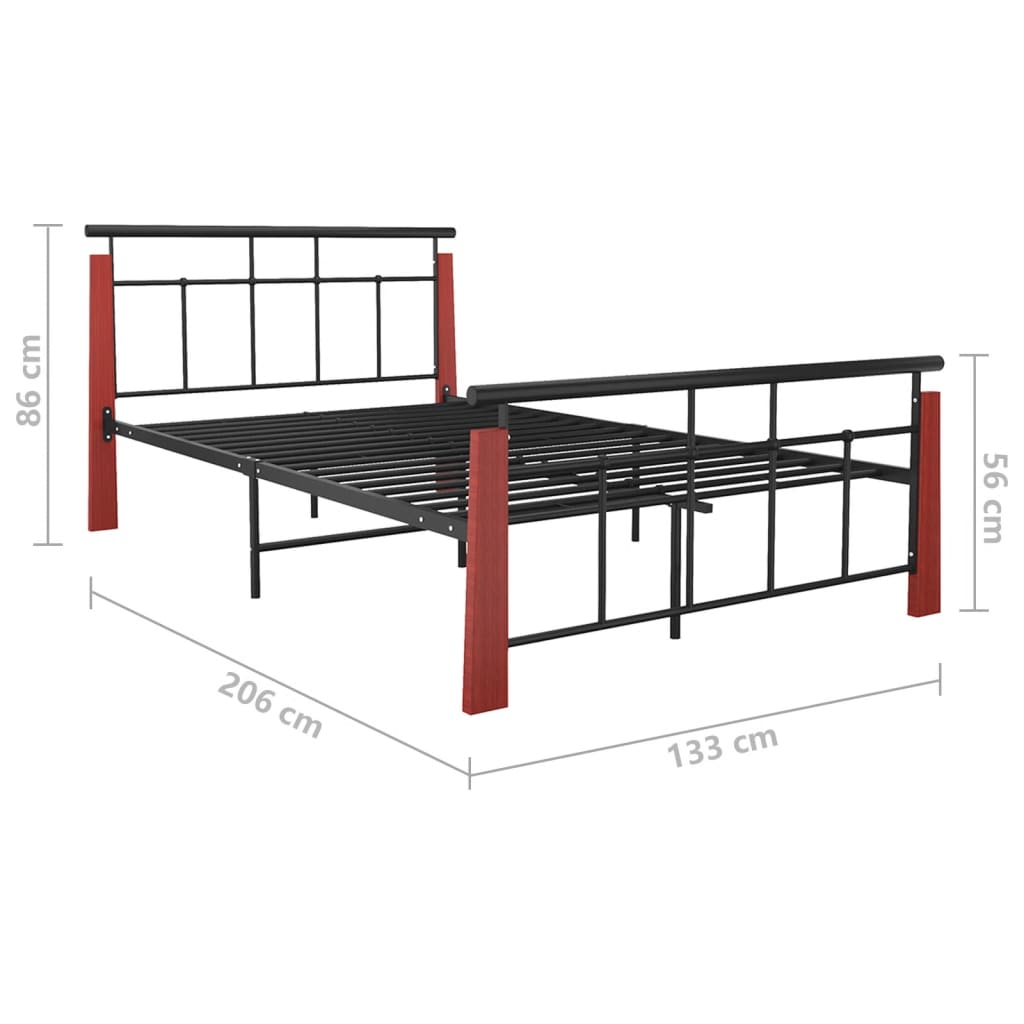 vidaXL Metal and Solid Oak Wood Bed Frame 120x200 cm